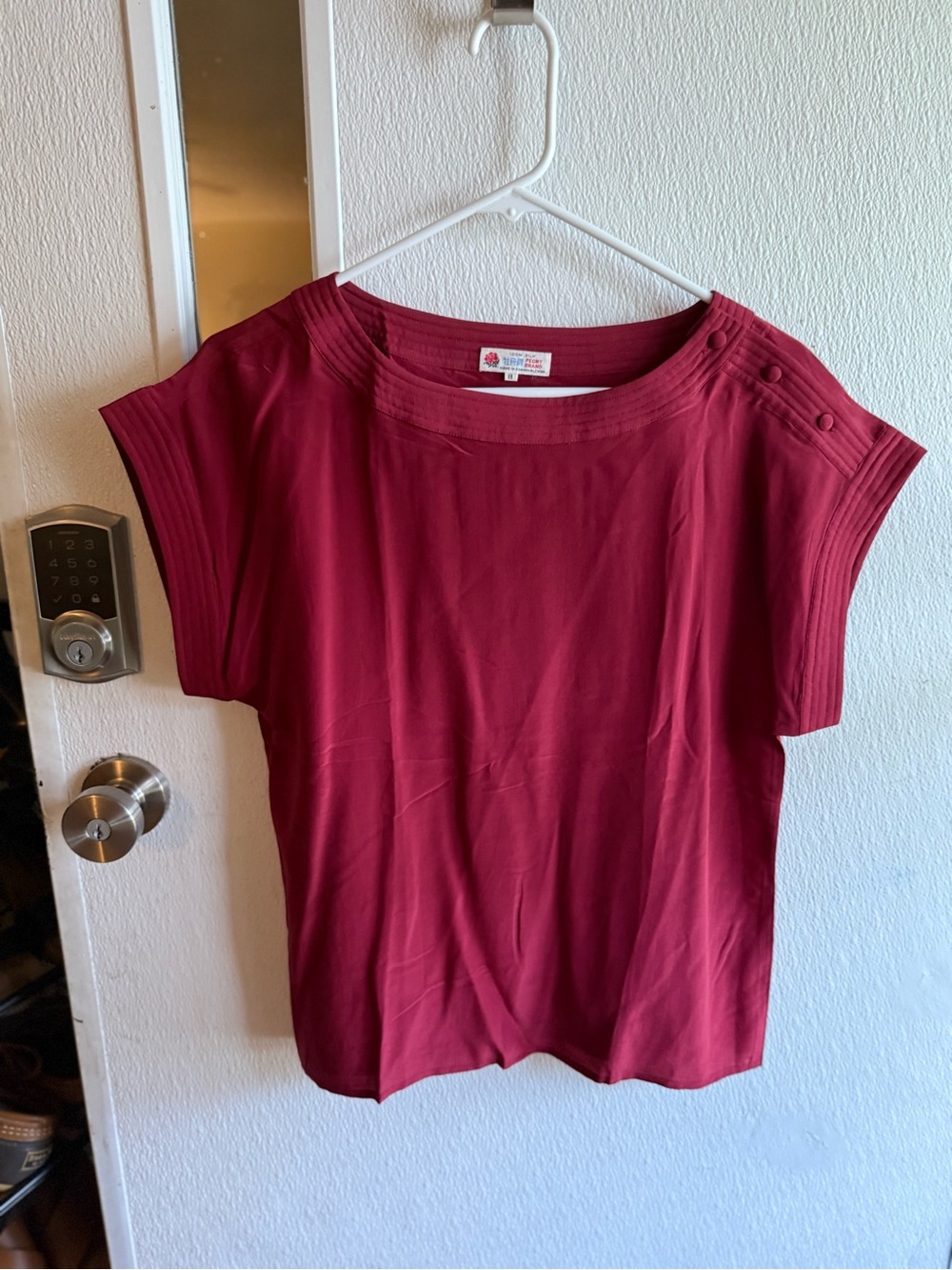Women’s Boatneck Short-Sleeve Top in Deep Red